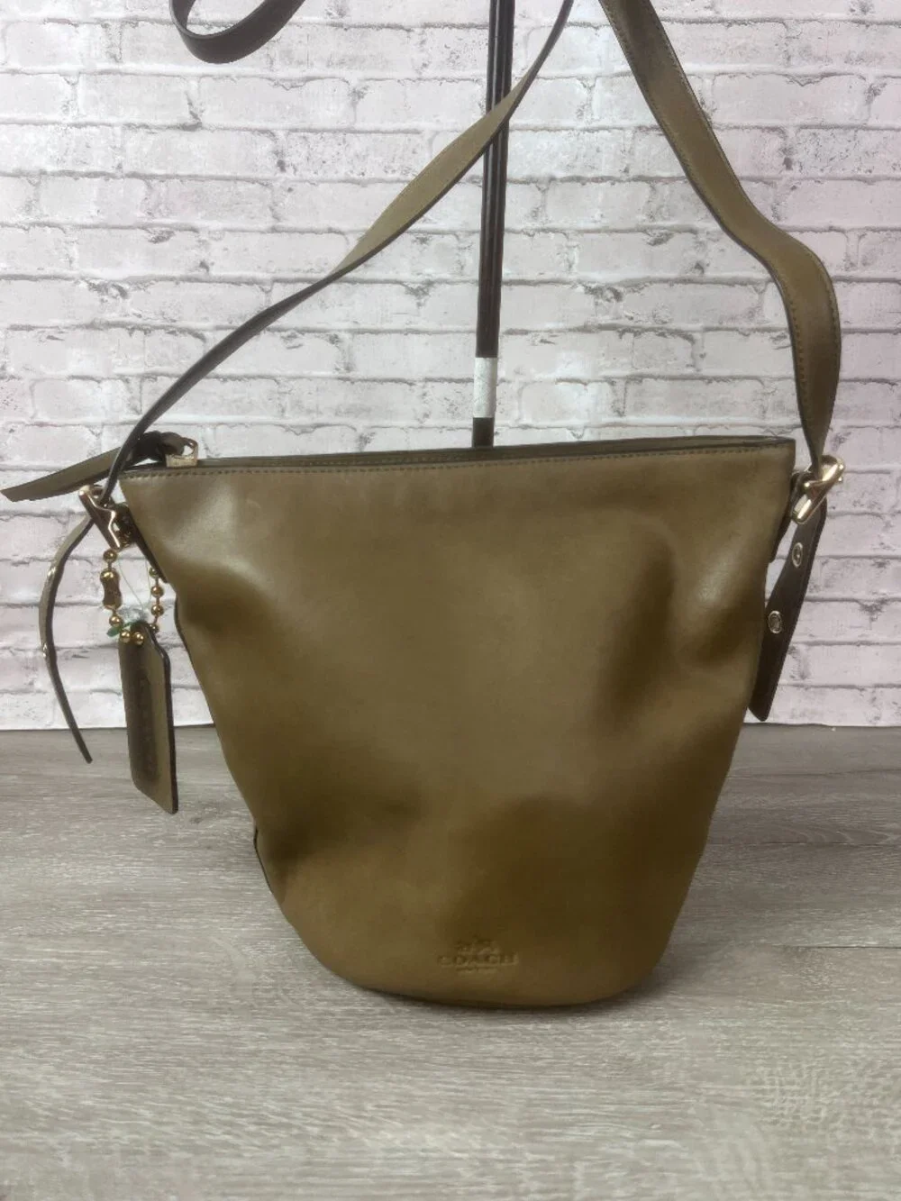 COACH Bleecker Leather Mini Duffle 32281 Dark Green  Leather Shoulder Bag
